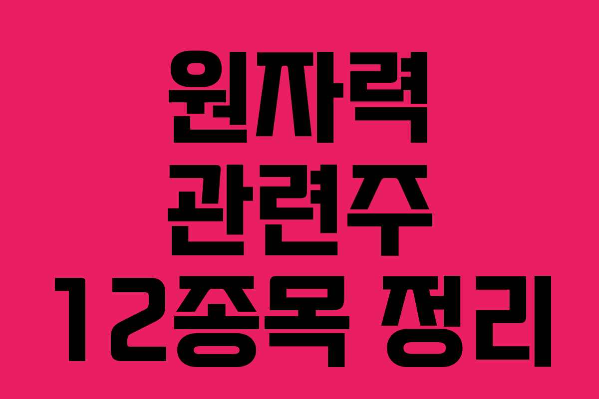 원자력 관련주 12종목 정리 원자력 관련주 12종목 정리