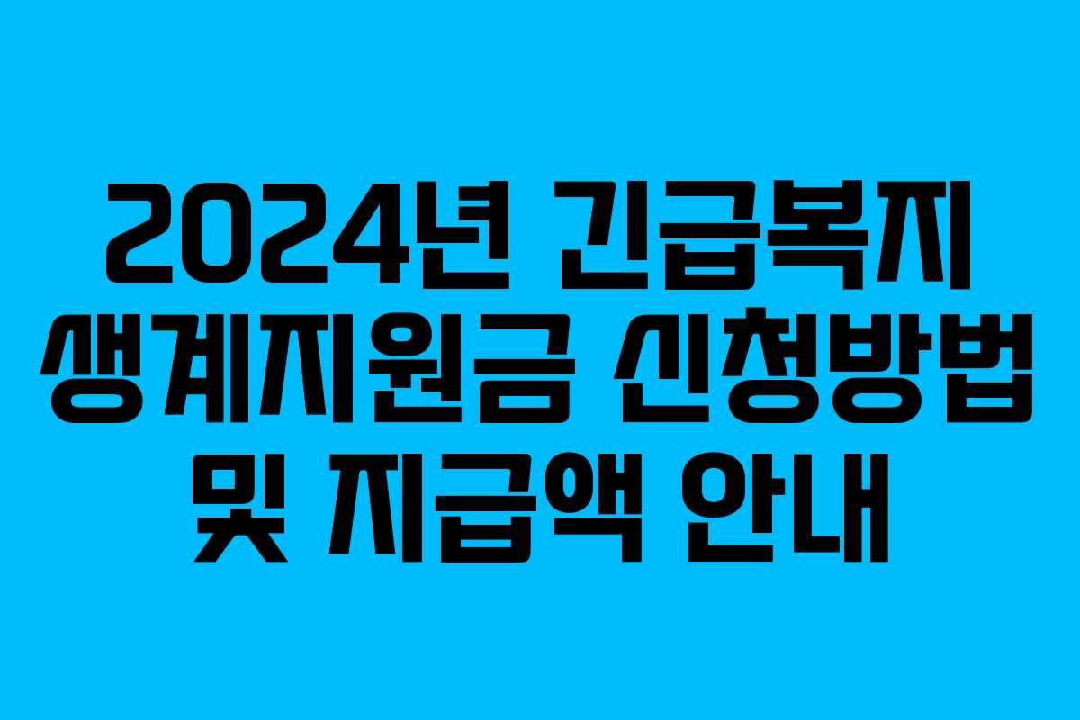 2024년 긴급복지 생계지원금 신청방법 및 지급액 안내 2024년 긴급복지 생계지원금 신청방법 및 지급액 안내