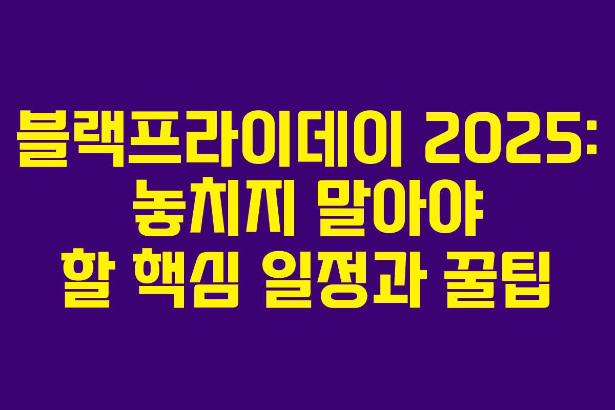 블랙프라이데이 2025: 놓치지 말아야 할 핵심 일정과 꿀팁 블랙프라이데이 2025: 놓치지 말아야 할 핵심 일정과 꿀팁