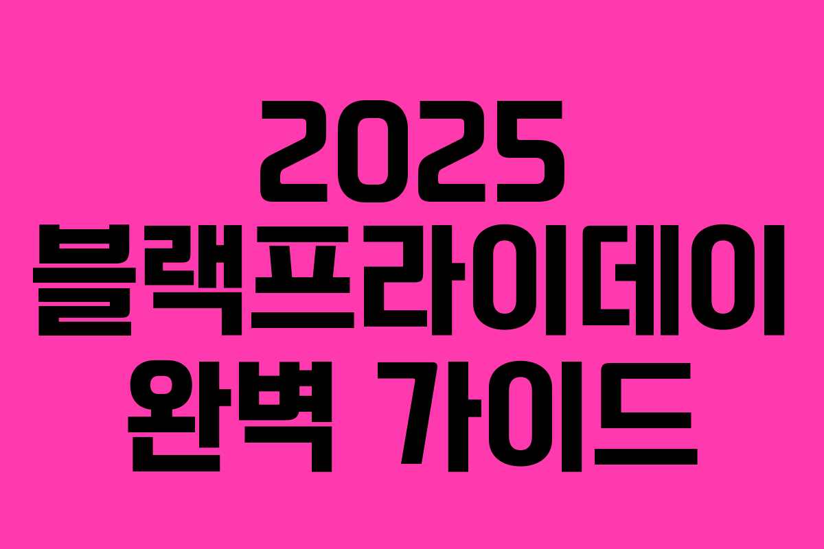 2025 블랙프라이데이 완벽 가이드 2025 블랙프라이데이 완벽 가이드