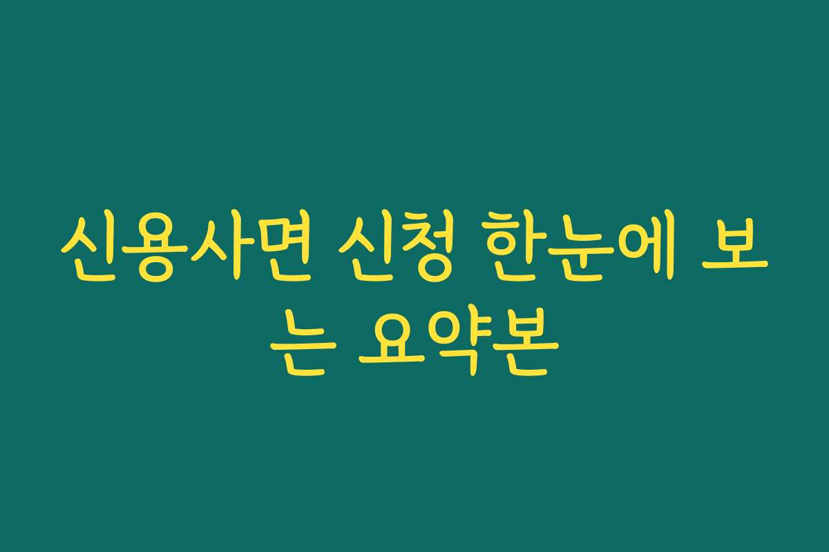 신용사면 신청 한눈에 보는 요약본