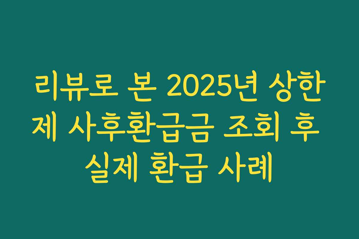 리뷰로 본 2025년 상한제 사후환급금 조회 후 실제 환급 사례