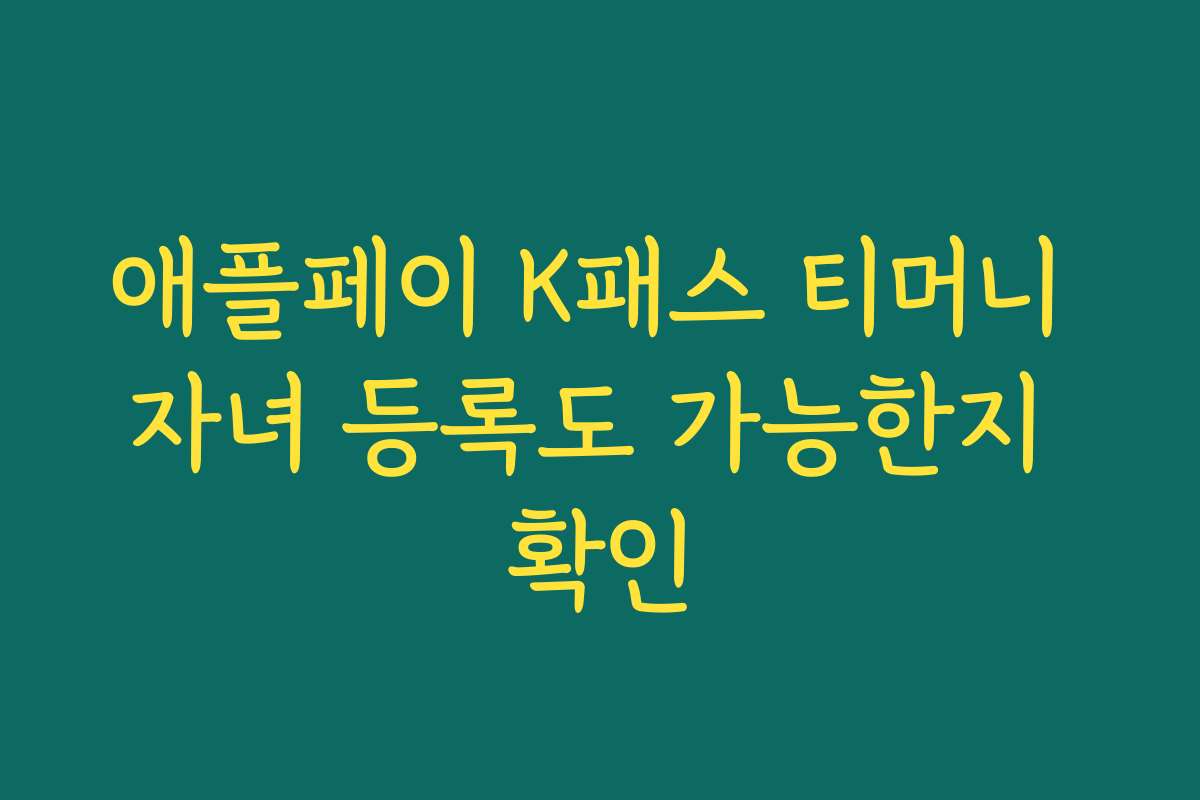 애플페이 K패스 티머니 자녀 등록도 가능한지 확인 애플페이 K패스 티머니 자녀 등록도 가능한지 확인