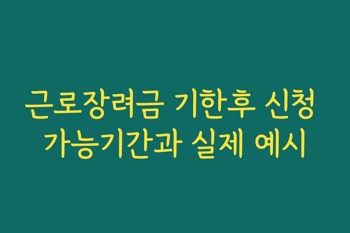 근로장려금 기한후 신청 가능기간과 실제 예시 근로장려금 기한후 신청 가능기간과 실제 예시