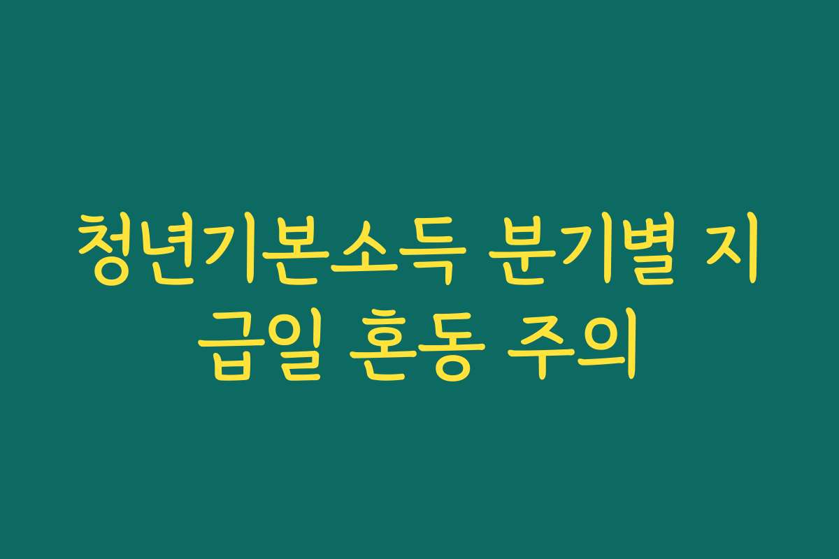 청년기본소득 분기별 지급일 혼동 주의 청년기본소득 분기별 지급일 혼동 주의