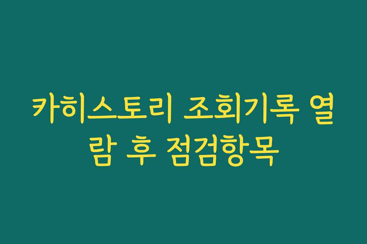 카히스토리 조회기록 열람 후 점검항목 카히스토리 조회기록 열람 후 점검항목
