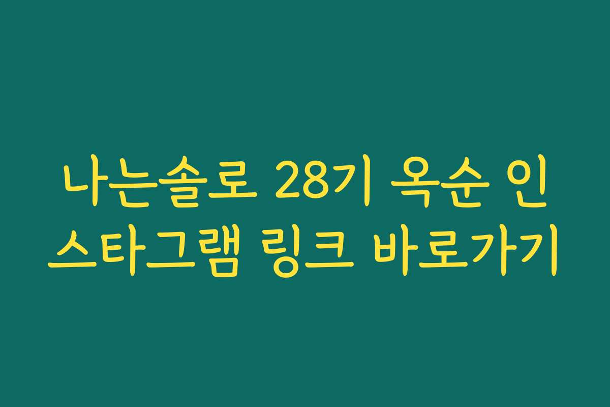 나는솔로 28기 옥순 인스타그램 링크 바로가기
