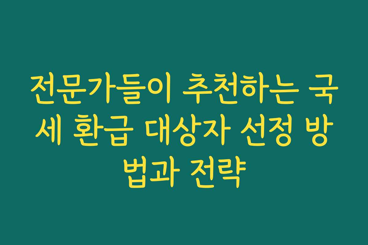 전문가들이 추천하는 국세 환급 대상자 선정 방법과 전략
