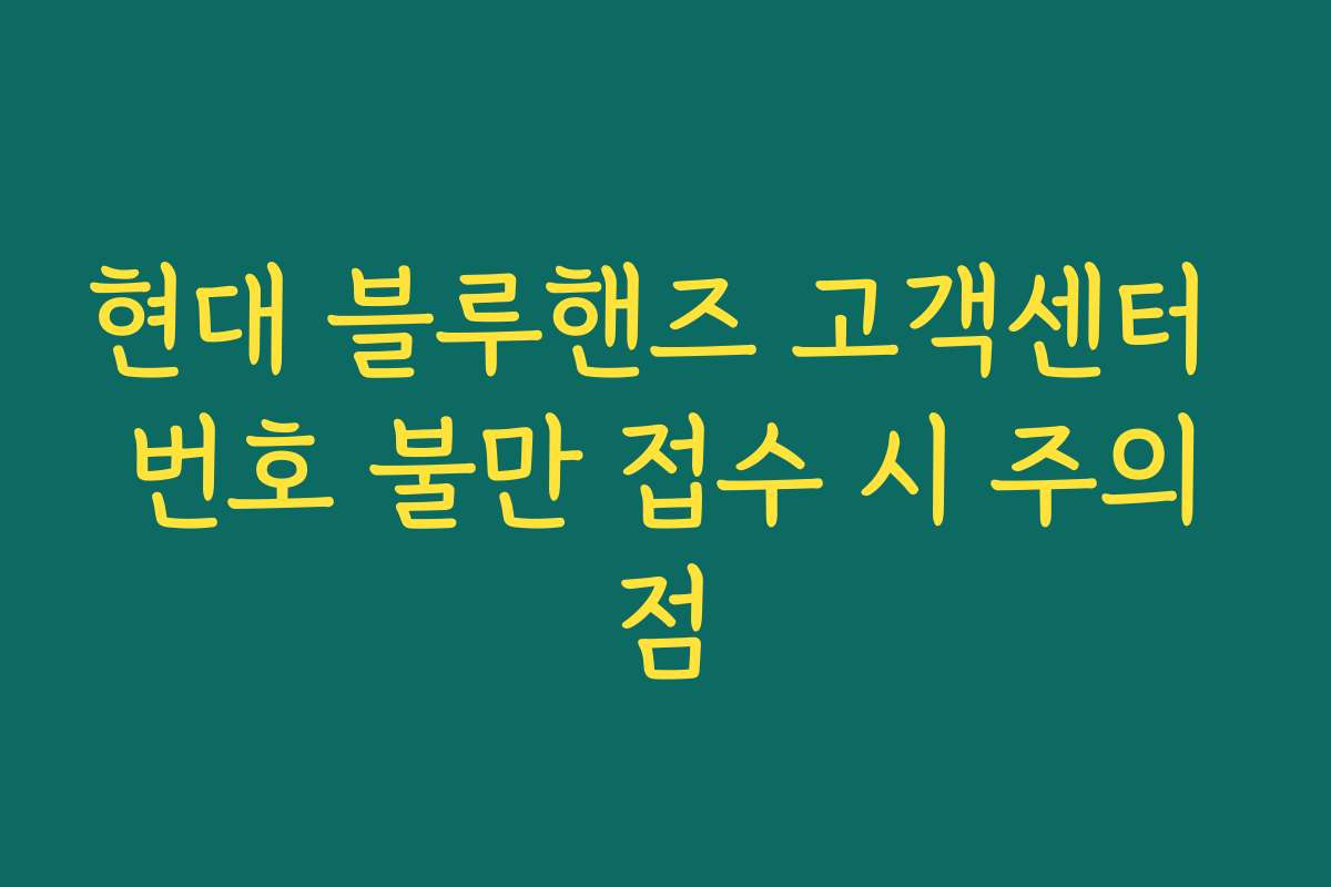 현대 블루핸즈 고객센터 번호 불만 접수 시 주의점 현대 블루핸즈 고객센터 번호 불만 접수 시 주의점