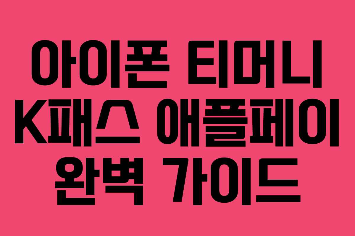 아이폰 티머니 K패스 애플페이 완벽 가이드 아이폰 티머니 K패스 애플페이 완벽 가이드