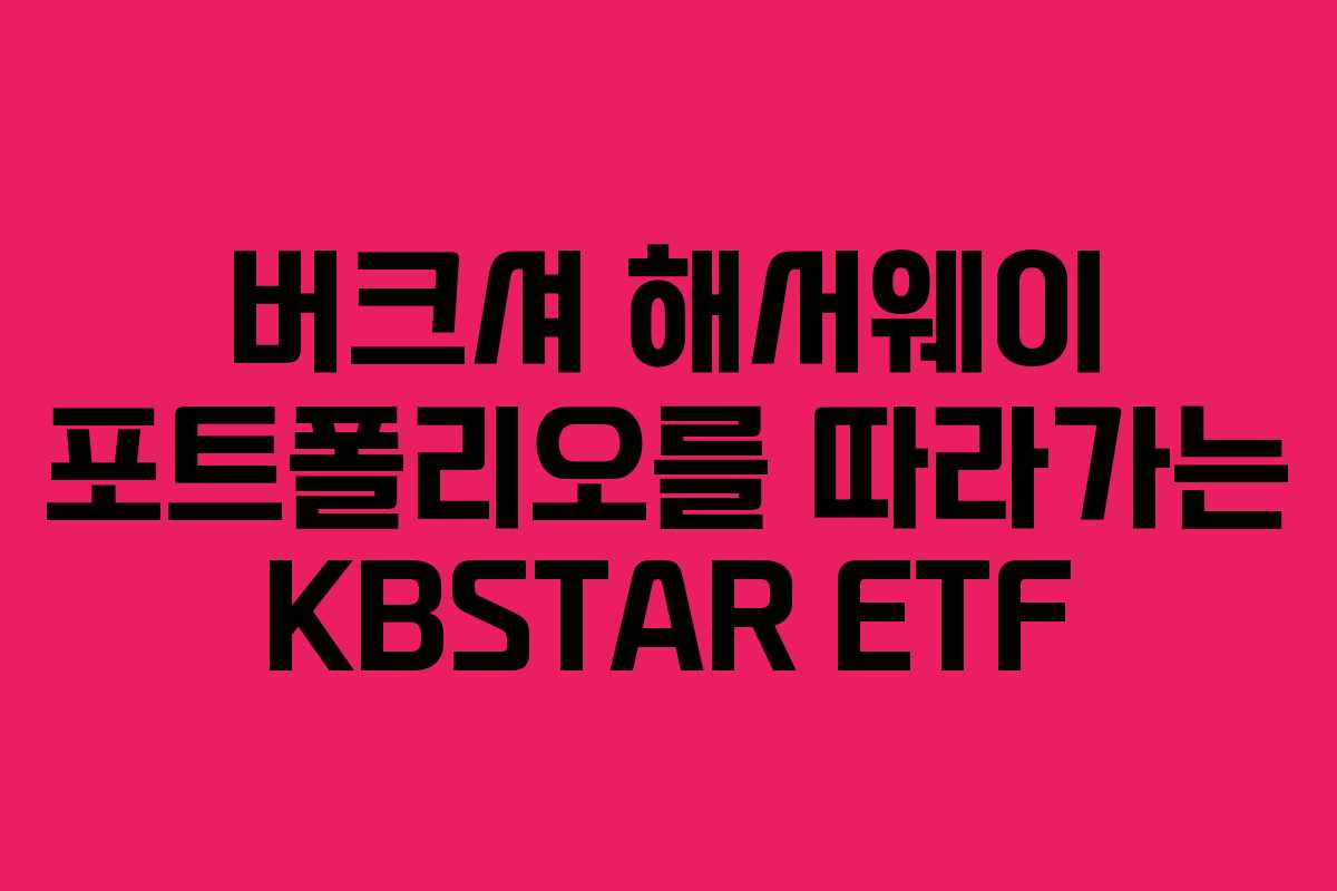 버크셔 해서웨이 포트폴리오를 따라가는 KBSTAR ETF 버크셔 해서웨이 포트폴리오를 따라가는 KBSTAR ETF