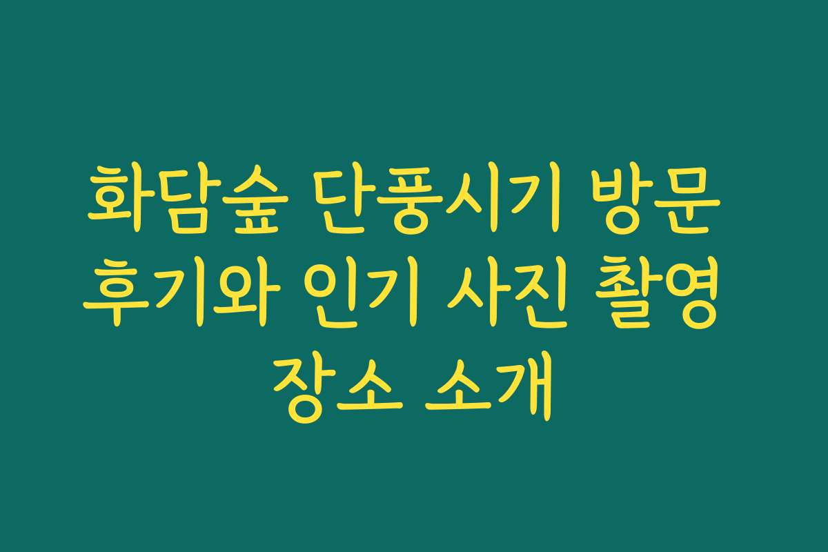 화담숲 단풍시기 방문 후기와 인기 사진 촬영 장소 소개