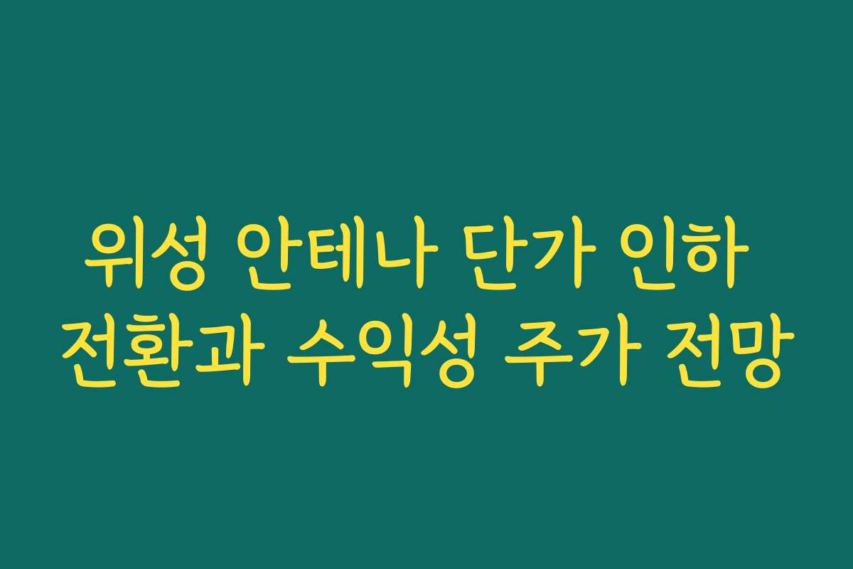위성 안테나 단가 인하 전환과 수익성 주가 전망 위성 안테나 단가 인하 전환과 수익성 주가 전망