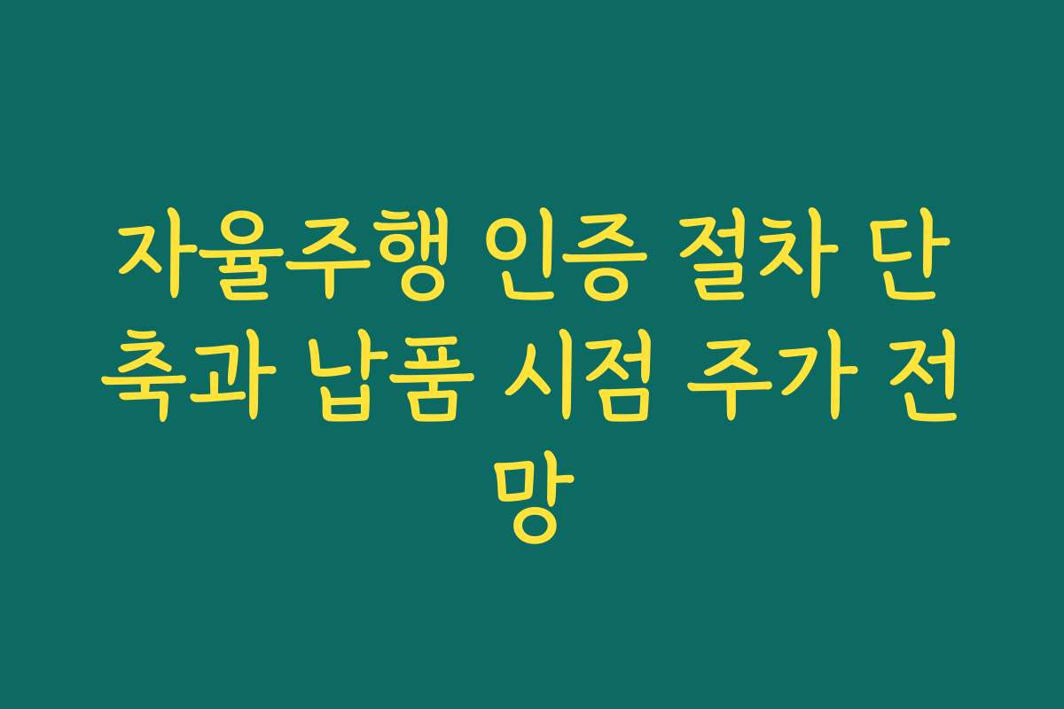 자율주행 인증 절차 단축과 납품 시점 주가 전망 자율주행 인증 절차 단축과 납품 시점 주가 전망
