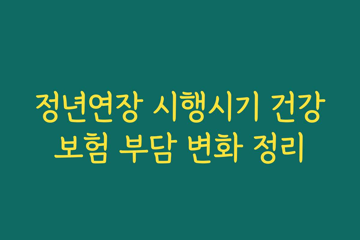정년연장 시행시기 건강보험 부담 변화 정리 정년연장 시행시기 건강보험 부담 변화 정리
