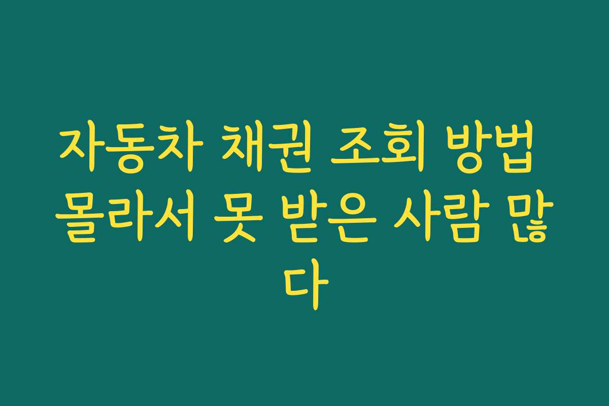 자동차 채권 조회 방법 몰라서 못 받은 사람 많다