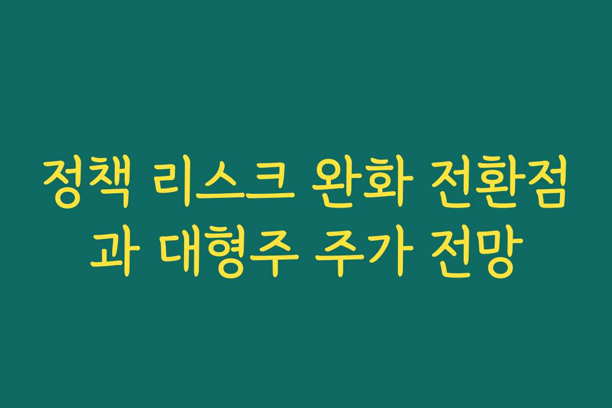 정책 리스크 완화 전환점과 대형주 주가 전망