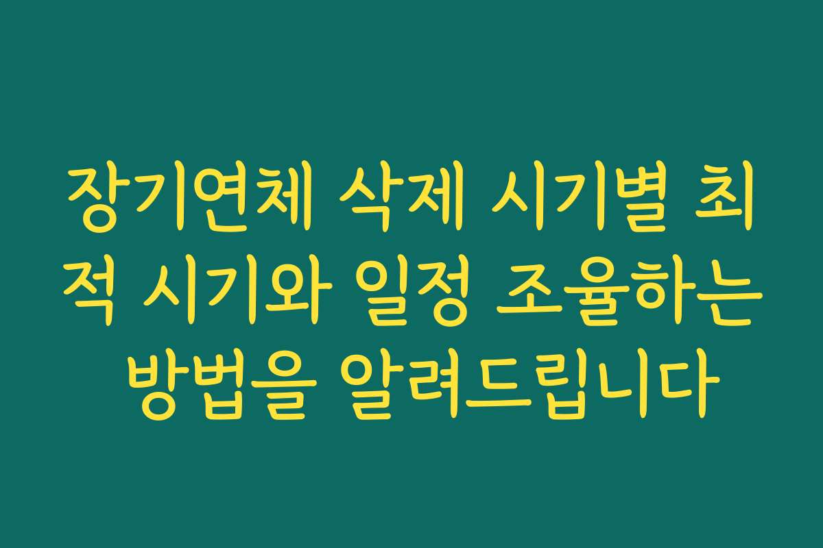 장기연체 삭제 시기별 최적 시기와 일정 조율하는 방법을 알려드립니다