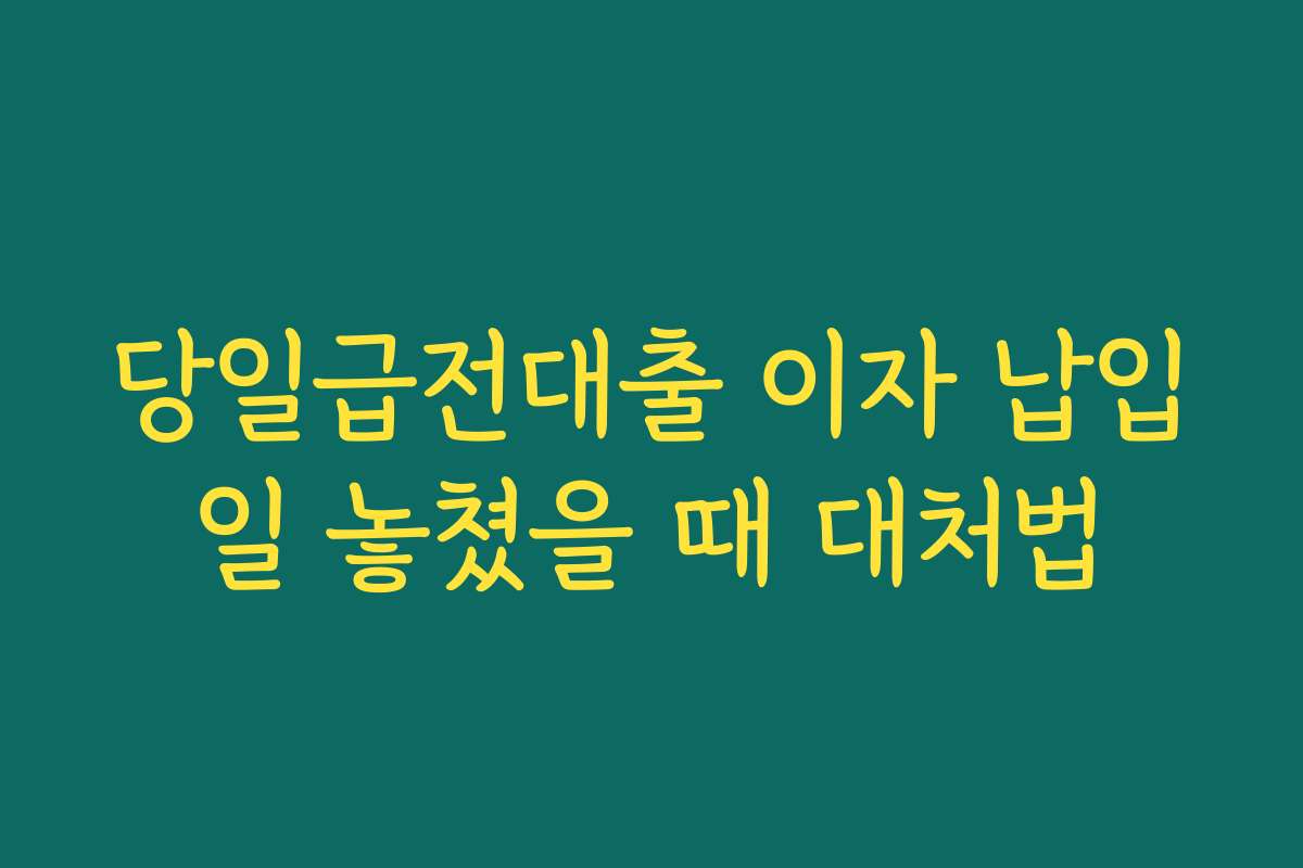 당일급전대출 이자 납입일 놓쳤을 때 대처법 당일급전대출 이자 납입일 놓쳤을 때 대처법