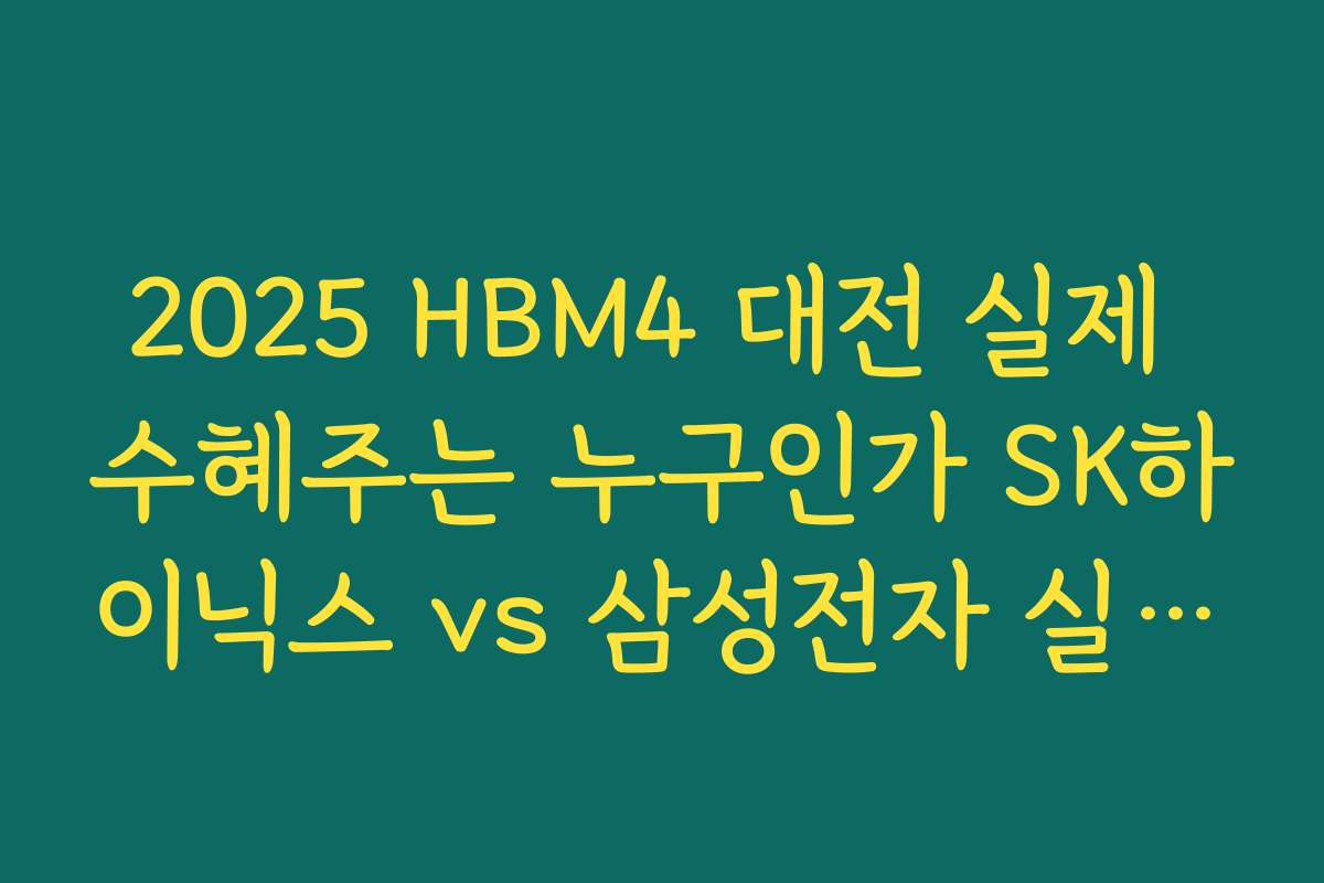 2025 HBM4 대전 실제 수혜주는 누구인가 SK하이닉스 vs 삼성전자 실적·밸류에이션 체크리스트 2025 HBM4 대전 실제 수혜주는 누구인가 SK하이닉스 vs 삼성전자 실적·밸류에이션 체크리스트