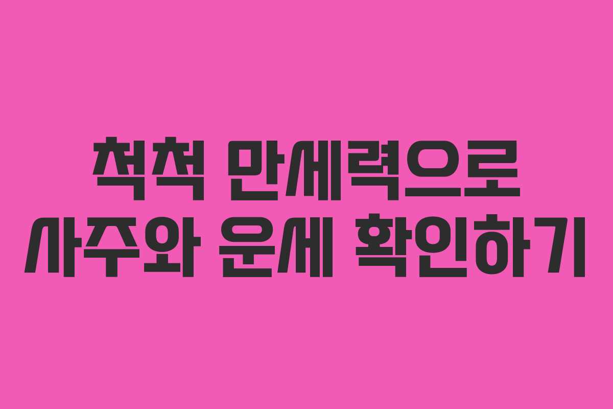 척척 만세력으로 사주와 운세 확인하기 척척 만세력으로 사주와 운세 확인하기