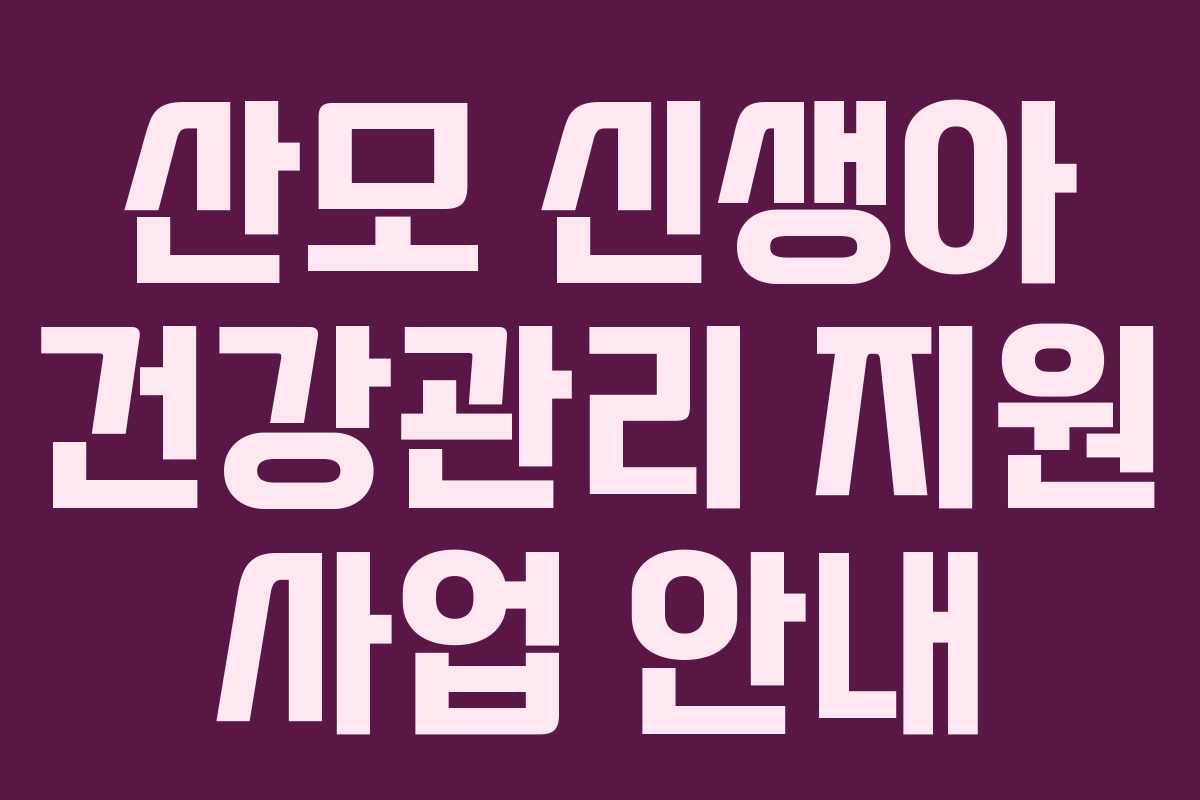 산모 신생아 건강관리 지원 사업 안내 산모 신생아 건강관리 지원 사업 안내