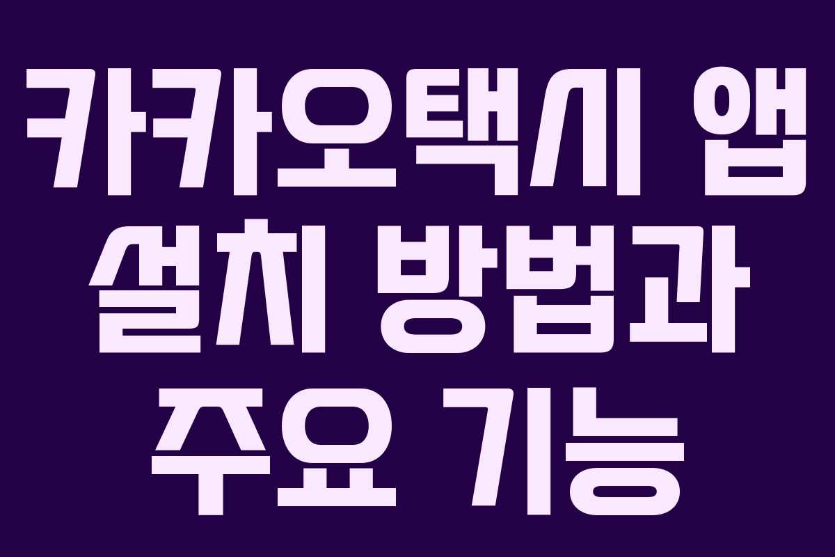 카카오택시 앱 설치 방법과 주요 기능 카카오택시 앱 설치 방법과 주요 기능