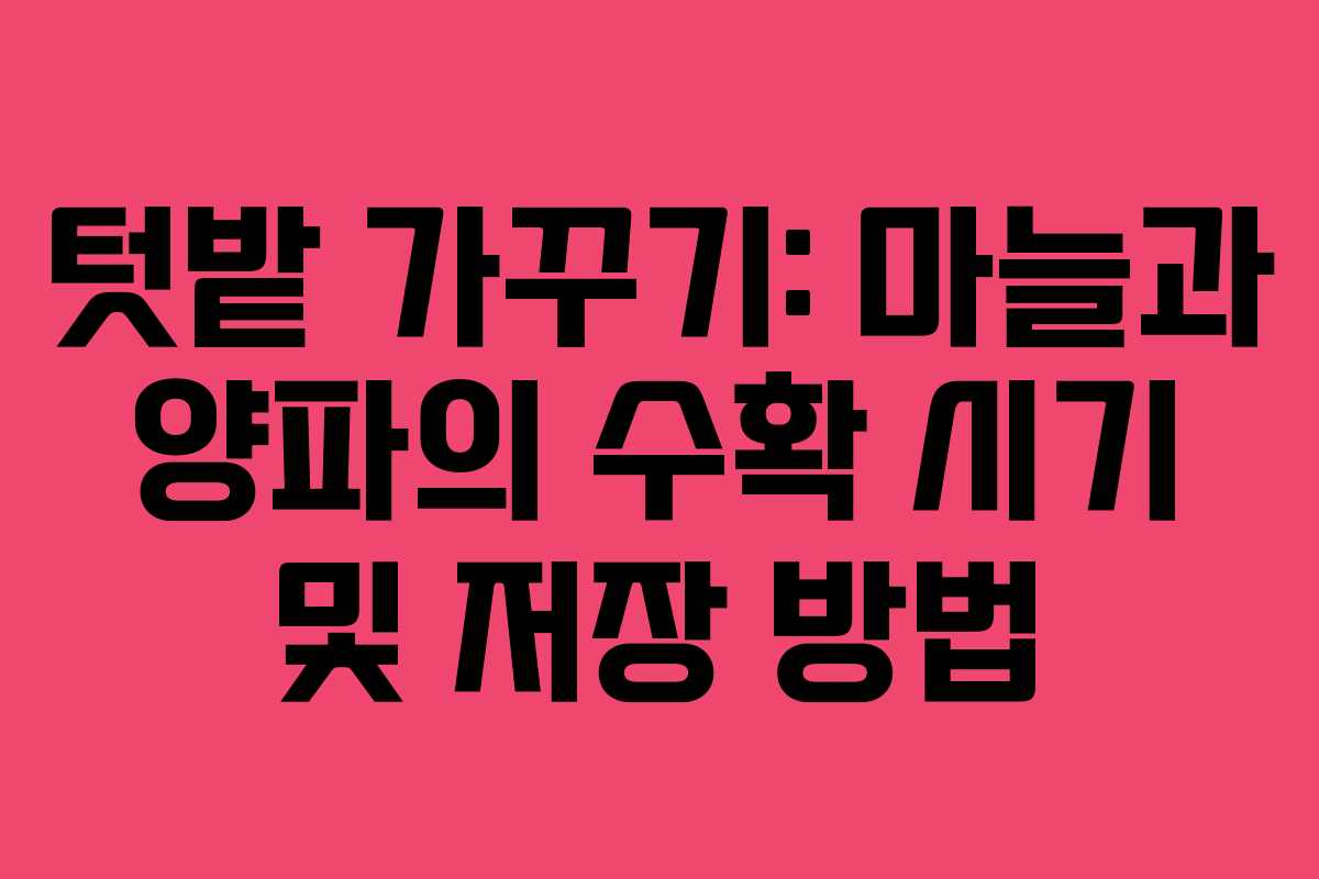 텃밭 가꾸기: 마늘과 양파의 수확 시기 및 저장 방법 텃밭 가꾸기: 마늘과 양파의 수확 시기 및 저장 방법