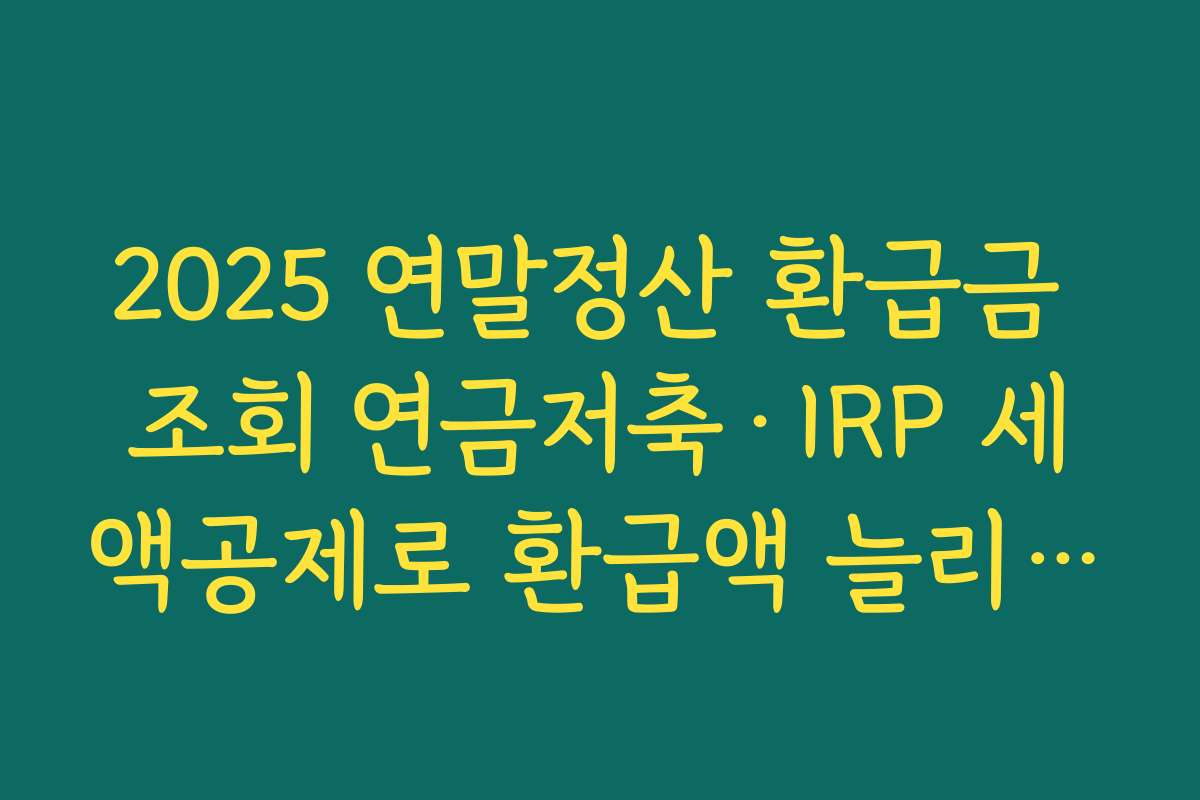 2025 연말정산 환급금 조회 연금저축·IRP 세액공제로 환급액 늘리는 절세 전략 정리