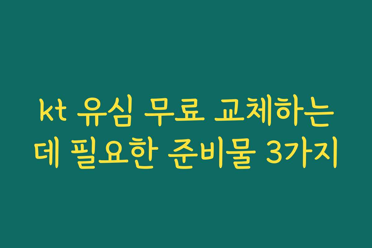 kt 유심 무료 교체하는데 필요한 준비물 3가지