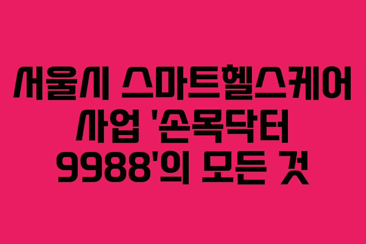 서울시 스마트헬스케어 사업 ‘손목닥터 9988’의 모든 것
