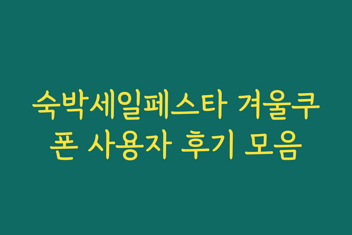숙박세일페스타 겨울쿠폰 사용자 후기 모음