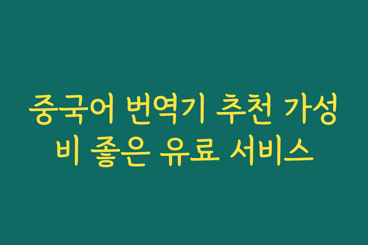 중국어 번역기 추천 가성비 좋은 유료 서비스