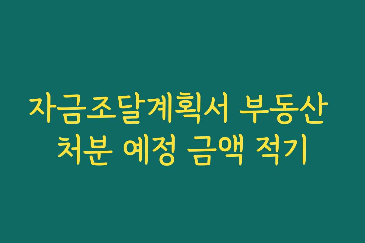 자금조달계획서 부동산 처분 예정 금액 적기