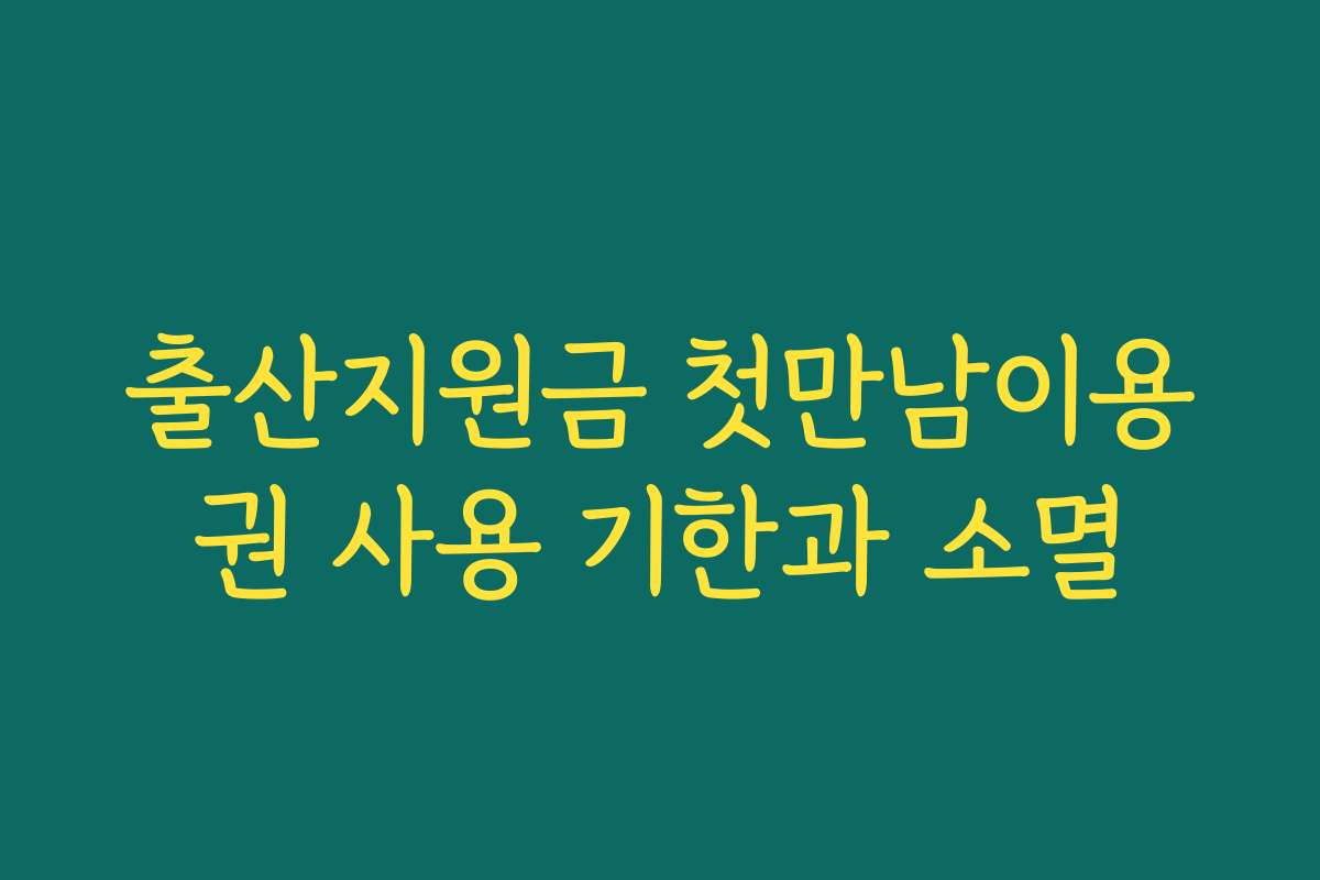 출산지원금 첫만남이용권 사용 기한과 소멸