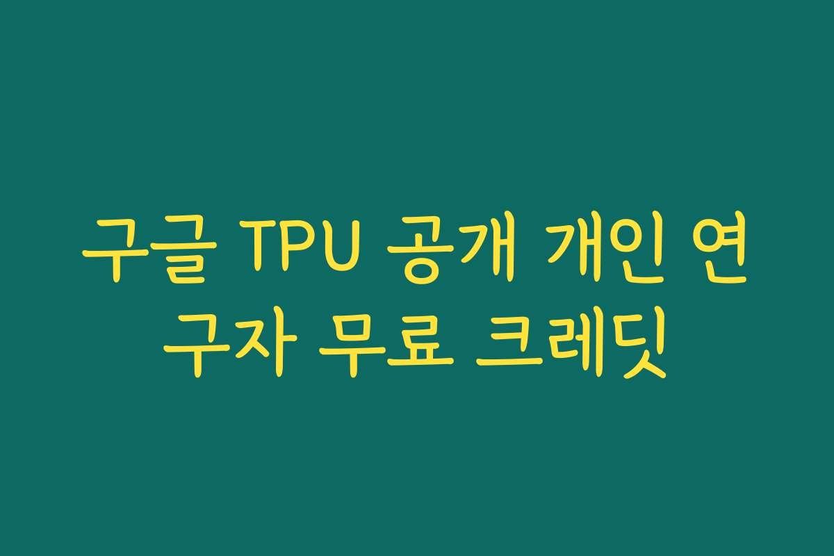 구글 TPU 공개 개인 연구자 무료 크레딧