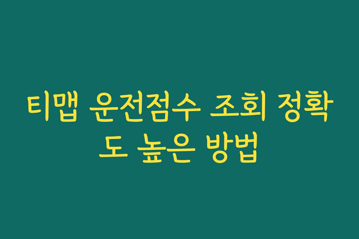 티맵 운전점수 조회 정확도 높은 방법