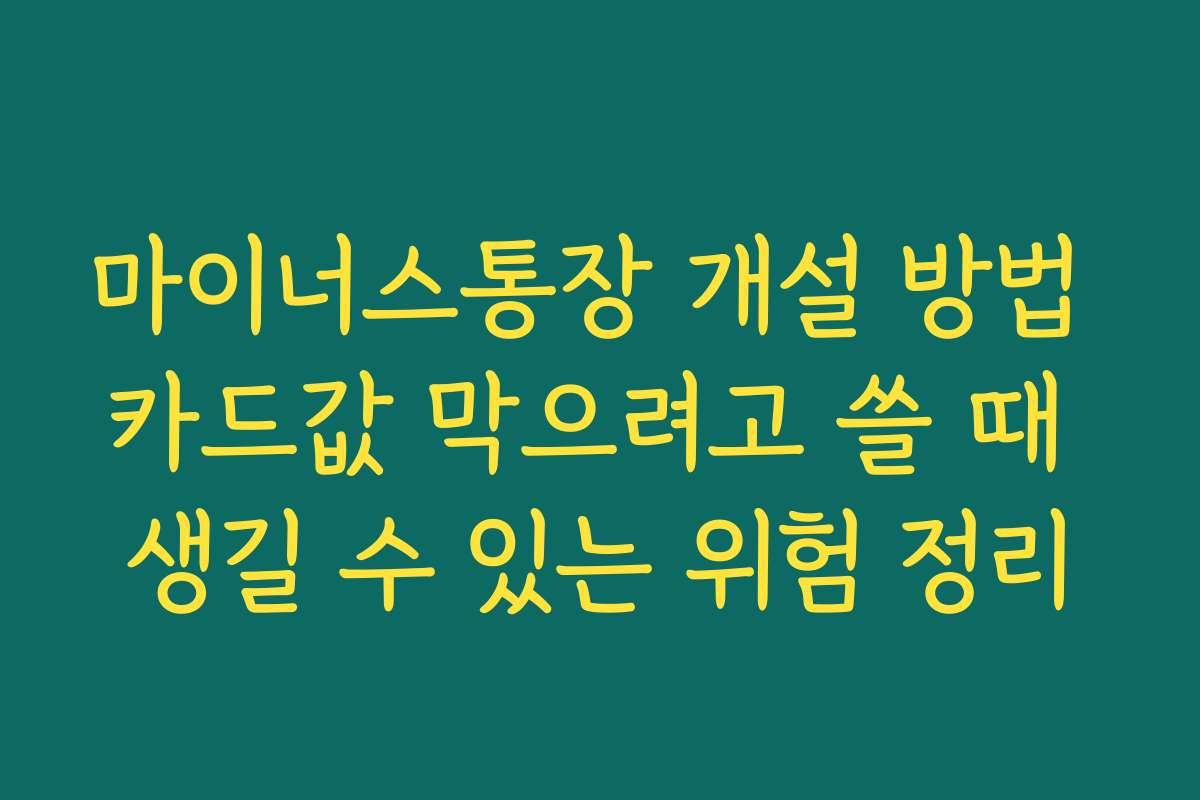 마이너스통장 개설 방법 카드값 막으려고 쓸 때 생길 수 있는 위험 정리