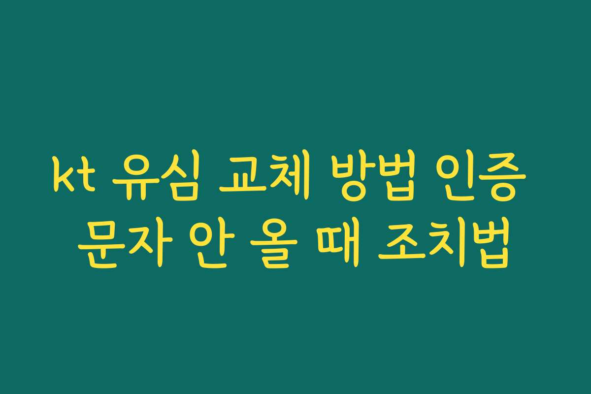 kt 유심 교체 방법 인증 문자 안 올 때 조치법