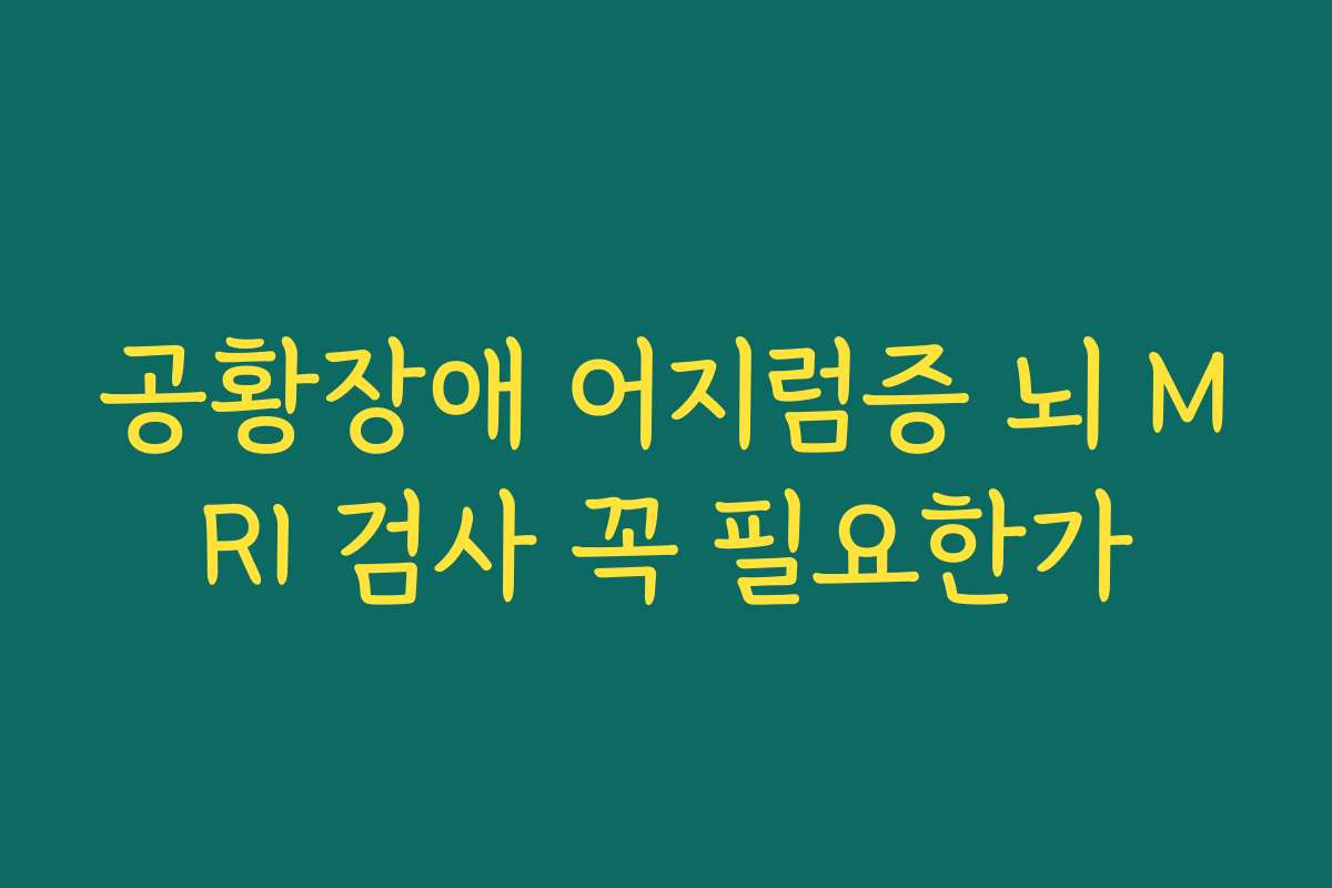 공황장애 어지럼증 뇌 MRI 검사 꼭 필요한가