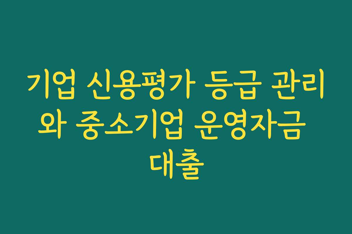 기업 신용평가 등급 관리와 중소기업 운영자금 대출