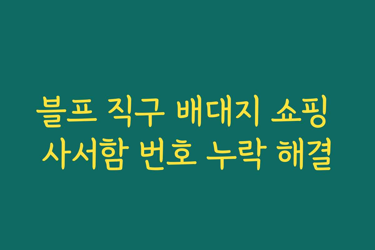 블프 직구 배대지 쇼핑 사서함 번호 누락 해결