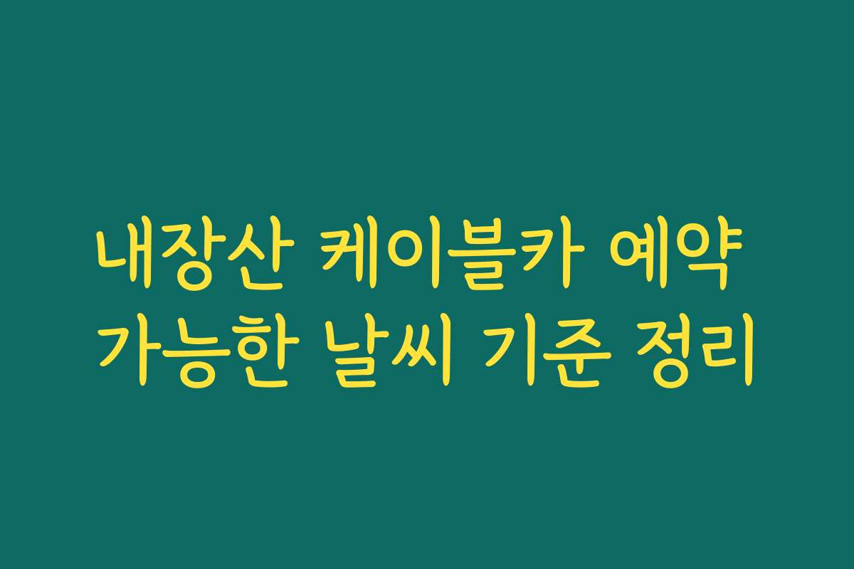 내장산 케이블카 예약 가능한 날씨 기준 정리