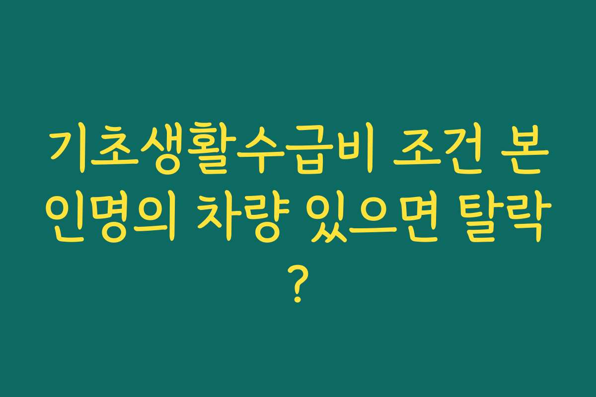 기초생활수급비 조건 본인명의 차량 있으면 탈락?