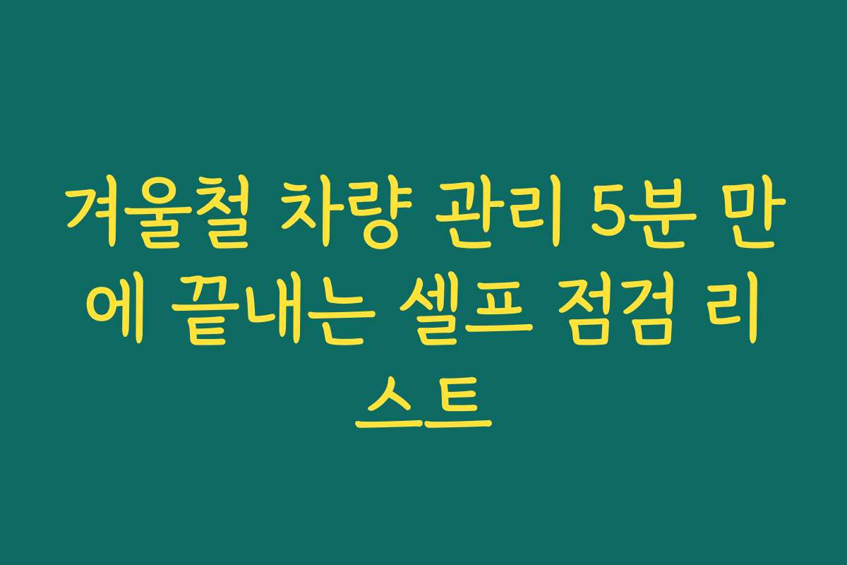 겨울철 차량 관리 5분 만에 끝내는 셀프 점검 리스트