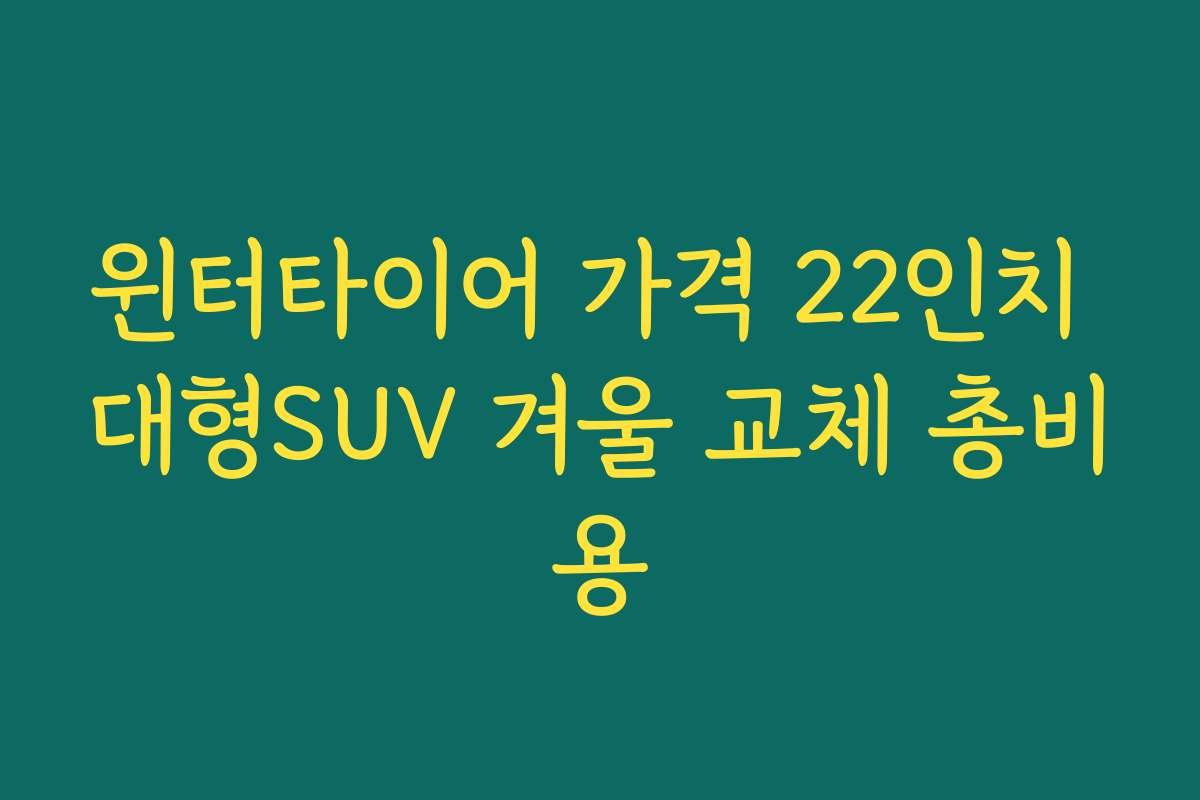 윈터타이어 가격 22인치 대형SUV 겨울 교체 총비용