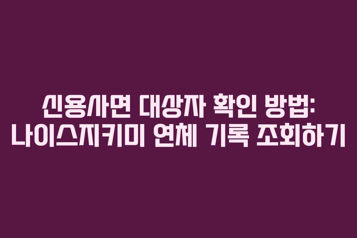 신용사면 대상자 확인 방법: 나이스지키미 연체 기록 조회하기