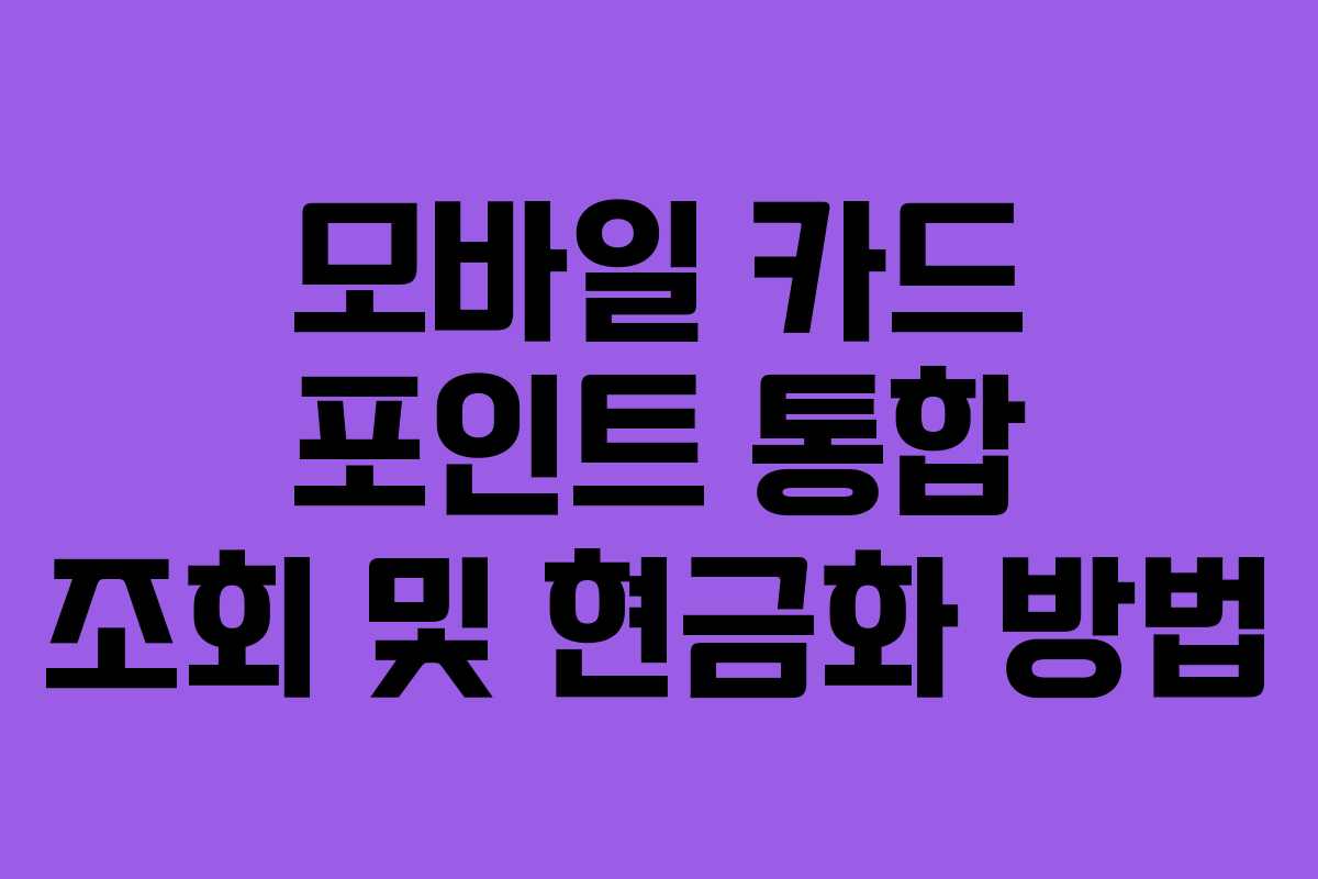 모바일 카드 포인트 통합 조회 및 현금화 방법 모바일 카드 포인트 통합 조회 및 현금화 방법