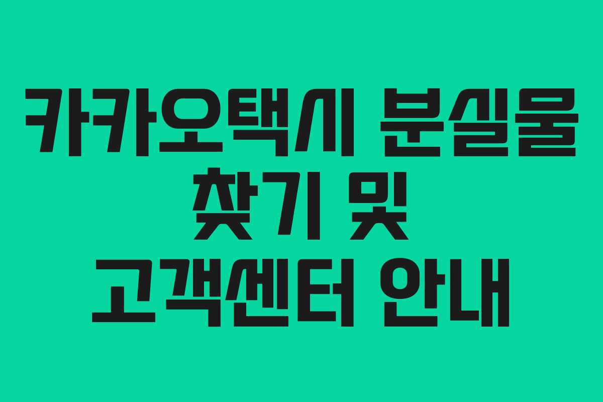 카카오택시 분실물 찾기 및 고객센터 안내