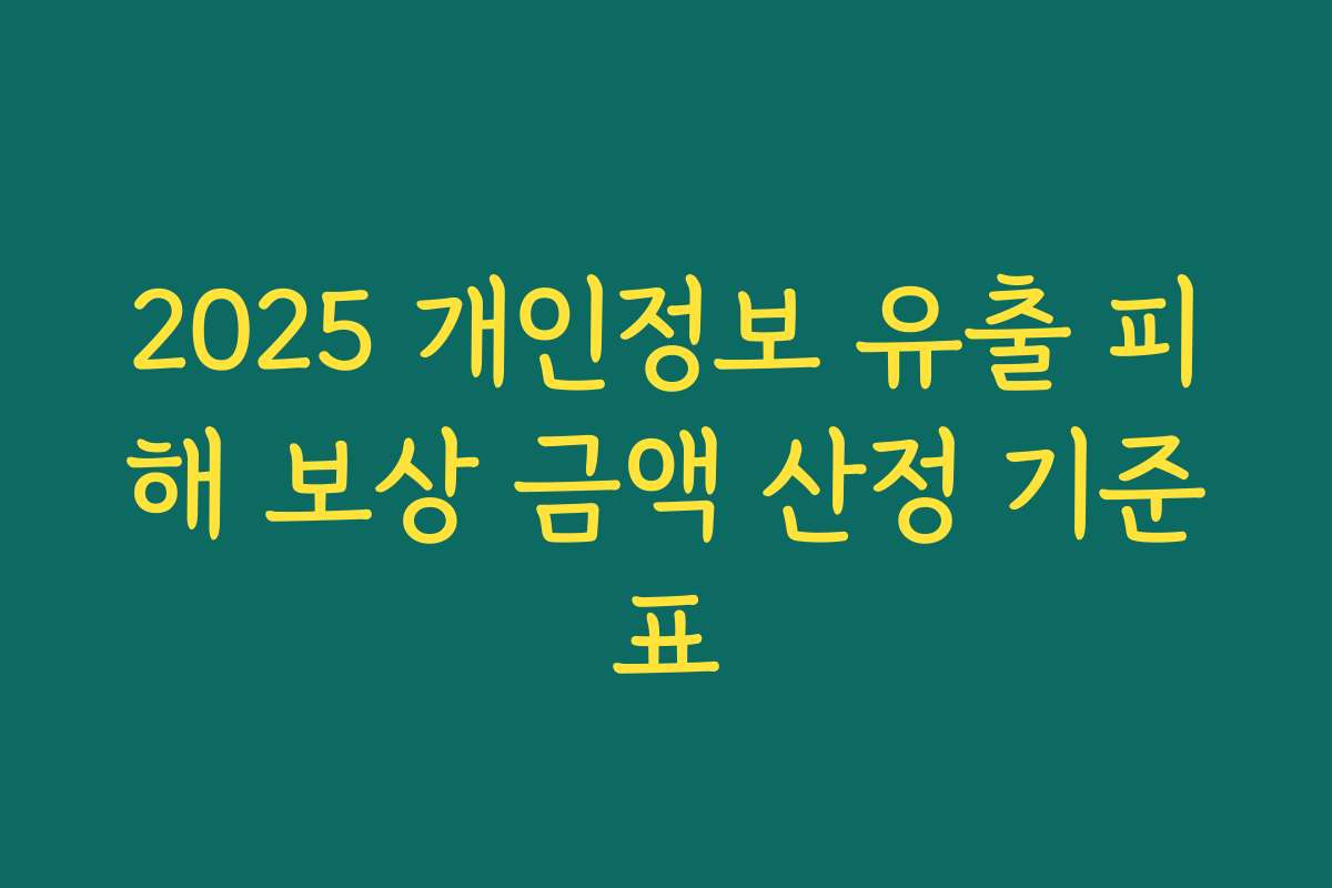 2025 개인정보 유출 피해 보상 금액 산정 기준표